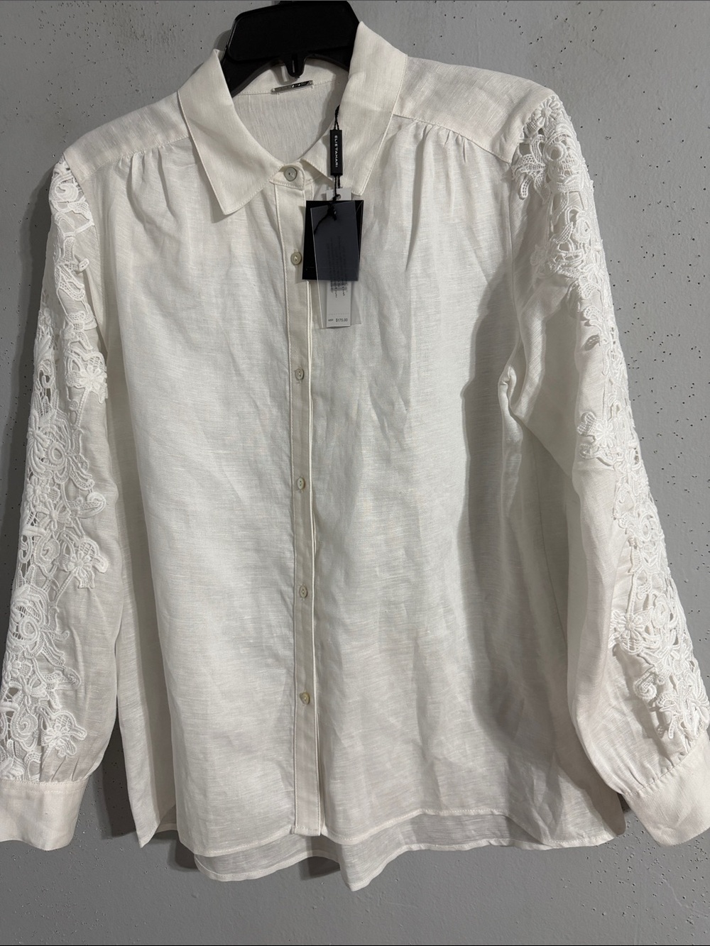 NWT Elie Tahari White Embroidered Long-Sleeve Button-Up Shirt